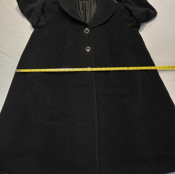 Cinzia Rocca By Rodel Black Winter Wool Coat w Fox Fur Trim Cuffs IT46/ US 16 - Picture 16 of 17